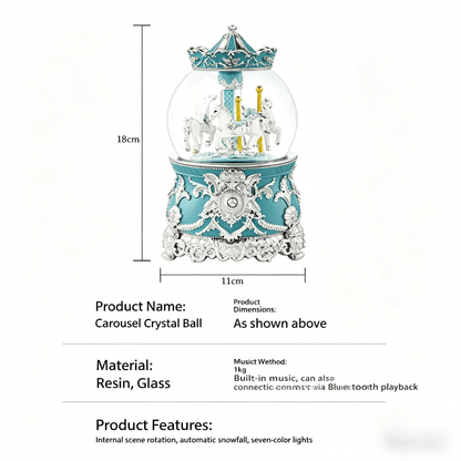 Celestial Serenade™ Bluetooth Carousel Snow Globe Music Box White Music Box | Celestial Serenade | Gift & Desk Decor