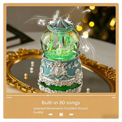 Celestial Serenade™ Bluetooth Carousel Snow Globe Music Box White Music Box | Celestial Serenade | Gift & Desk Decor