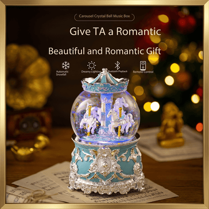 Celestial Serenade™ Bluetooth Carousel Snow Globe Music Box White Music Box | Celestial Serenade | Gift & Desk Decor