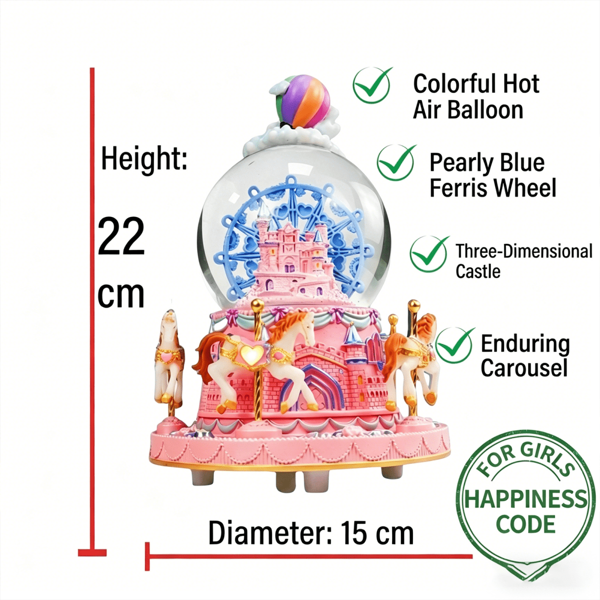 Celestial Serenade™ Bluetooth Castle Snow Globe Rotating Ferris Wheel Music Box Bluetooth Music Boxes | Celestial Serenade | Gift & Desk Decor
