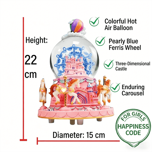 Celestial Serenade™ Bluetooth Castle Snow Globe Rotating Ferris Wheel Music Box Bluetooth Music Boxes | Celestial Serenade | Gift & Desk Decor