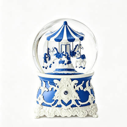 Celestial Serenade™ Carousel Snow Globe Music Box Blue Music Box | Celestial Serenade | Gift & Desk Decor