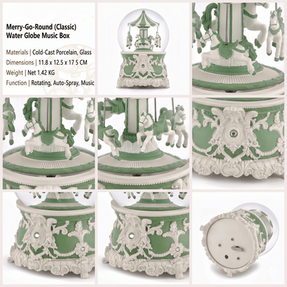Celestial Serenade™ Carousel Snow Globe Music Box Green Music Box | Celestial Serenade | Gift & Desk Decor