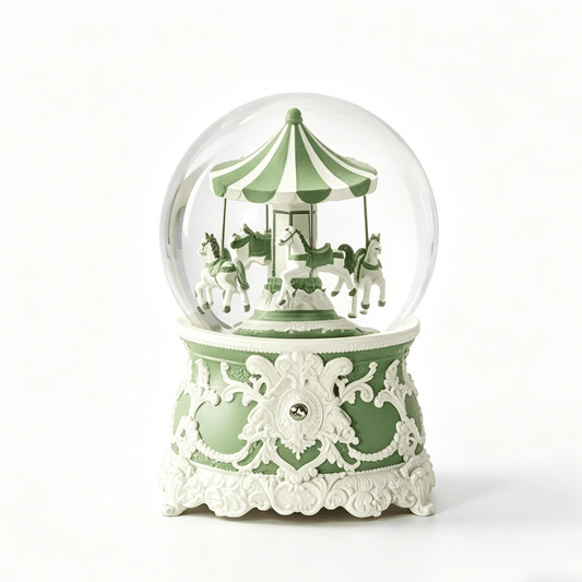 Celestial Serenade™ Carousel Snow Globe Music Box Green Music Box | Celestial Serenade | Gift & Desk Decor