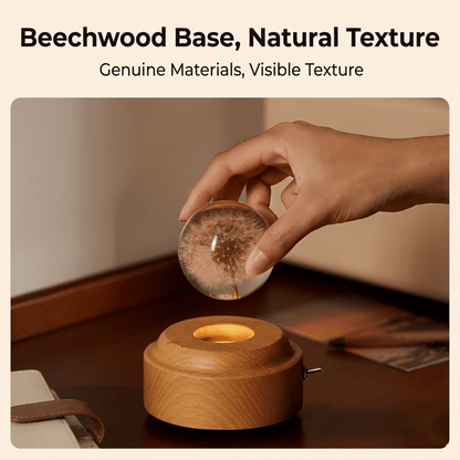 Celestial Serenade™ | Dandelion Crystal Ball Music Box | Wooden Base Musical Box Music Box | Celestial Serenade | Gift & Desk Decor