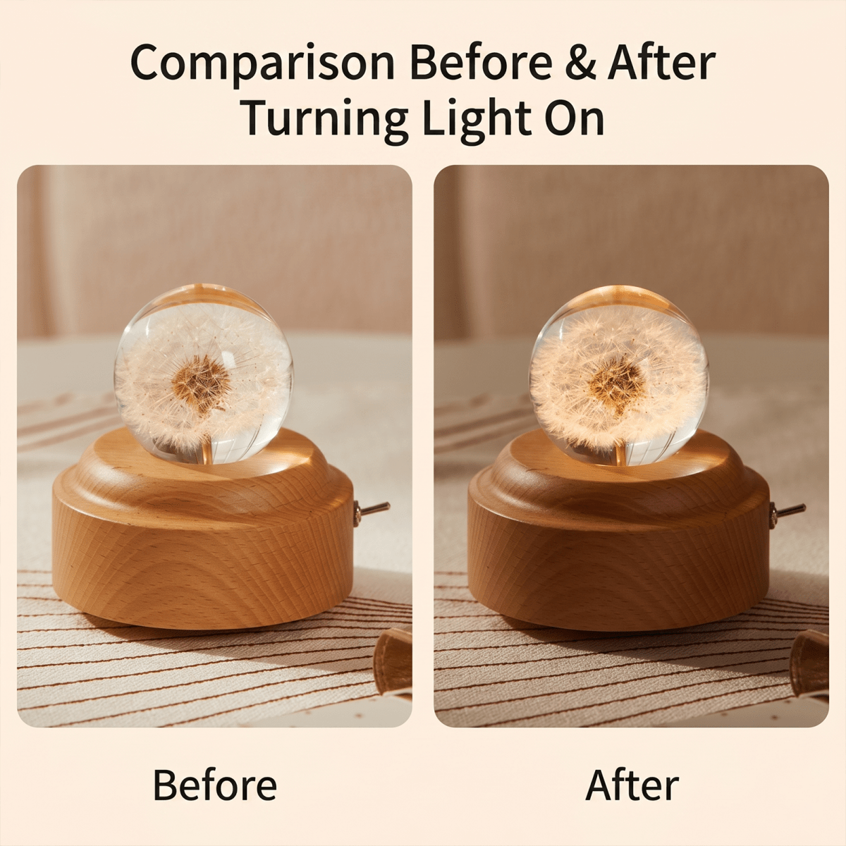 Celestial Serenade™ | Dandelion Crystal Ball Music Box | Wooden Base Musical Box Music Box | Celestial Serenade | Gift & Desk Decor