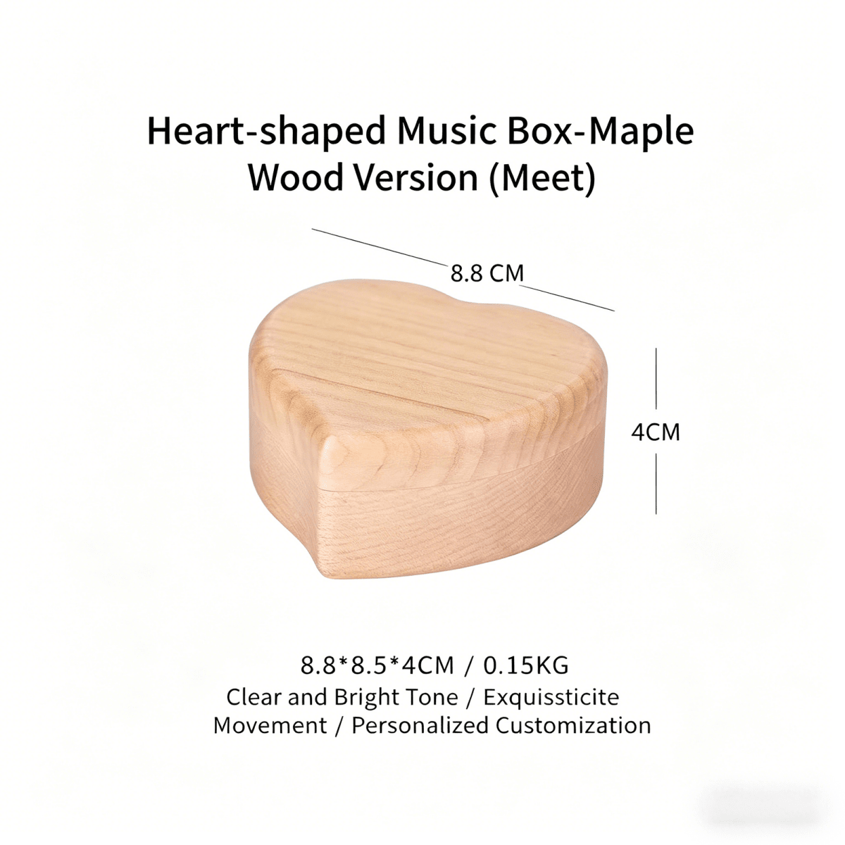 Celestial Serenade™ Heart - Shaped Wooden Music Box Walnut Wood Music Box | Celestial Serenade | Gift & Desk Decor
