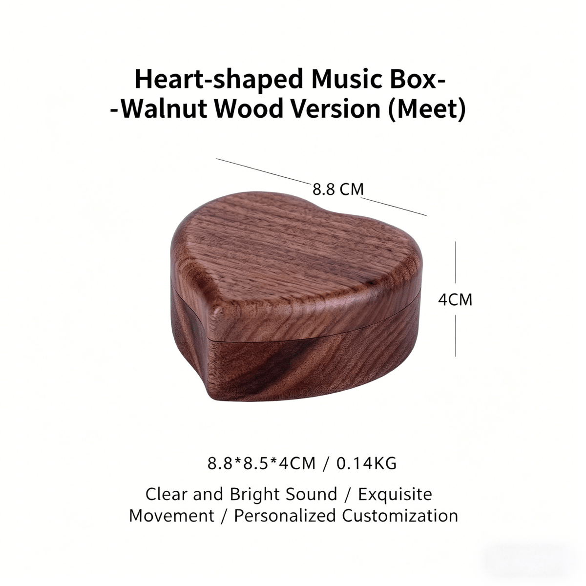 Celestial Serenade™ Heart - Shaped Wooden Music Box Walnut Wood Music Box | Celestial Serenade | Gift & Desk Decor