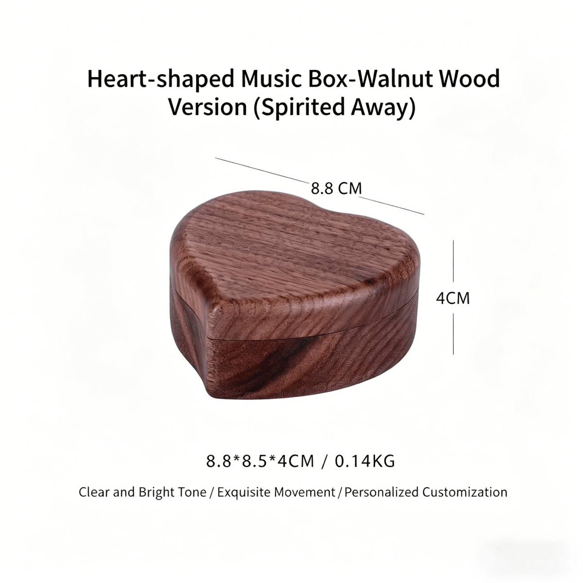 Celestial Serenade™ Heart - Shaped Wooden Music Box Walnut Wood Music Box | Celestial Serenade | Gift & Desk Decor