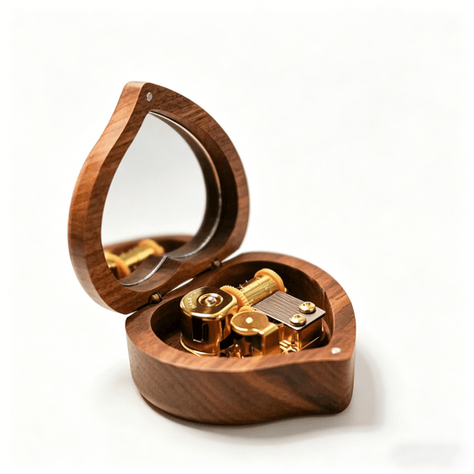 Celestial Serenade™ Heart - Shaped Wooden Music Box Walnut Wood Music Box | Celestial Serenade | Gift & Desk Decor
