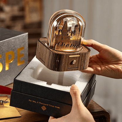 Celestial Serenade | Hogwarts Castle 3D Wooden Music Box with LED Night Light Music Box | Celestial Serenade | Gift & Desk Decor