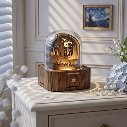 Celestial Serenade | Hogwarts Castle 3D Wooden Music Box with LED Night Light Music Box | Celestial Serenade | Gift & Desk Decor