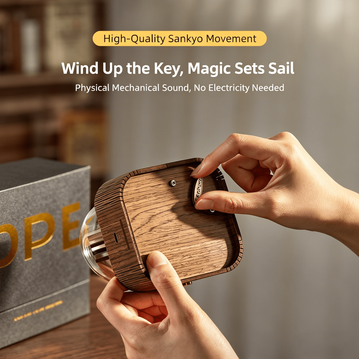 Celestial Serenade | Hogwarts Castle 3D Wooden Music Box with LED Night Light Music Box | Celestial Serenade | Gift & Desk Decor