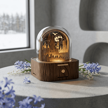 Celestial Serenade | Hogwarts Castle 3D Wooden Music Box with LED Night Light Music Box | Celestial Serenade | Gift & Desk Decor