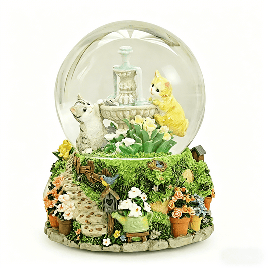 Celestial Serenade™ Kitten Garden Snow Globe Music Box Castle in the Sky Music Box | Celestial Serenade | Gift & Desk Decor