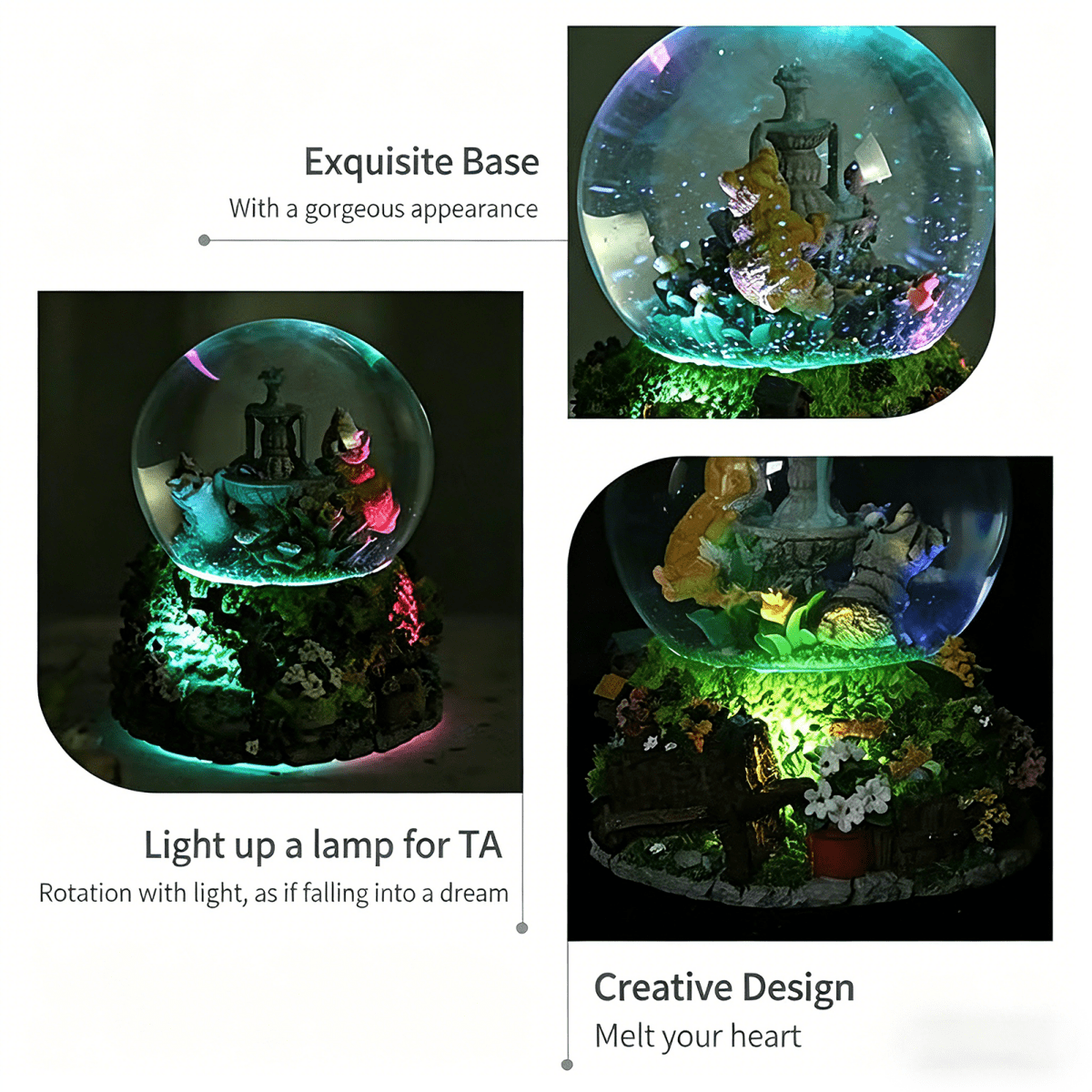 Celestial Serenade™ Kitten Garden Snow Globe Music Box Castle in the Sky Music Box | Celestial Serenade | Gift & Desk Decor