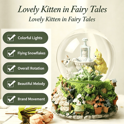 Celestial Serenade™ Kitten Garden Snow Globe Music Box Castle in the Sky Music Box | Celestial Serenade | Gift & Desk Decor