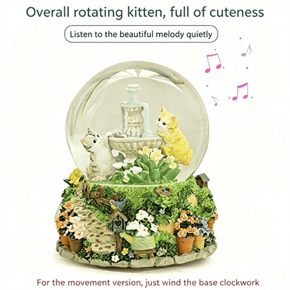 Celestial Serenade™ Kitten Garden Snow Globe Music Box Castle in the Sky Music Box | Celestial Serenade | Gift & Desk Decor