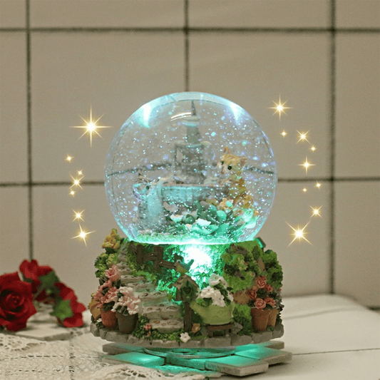 Celestial Serenade™ Kitten Garden Snow Globe Music Box Castle in the Sky Music Box | Celestial Serenade | Gift & Desk Decor