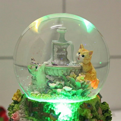 Celestial Serenade™ Kitten Garden Snow Globe Music Box Castle in the Sky Music Box | Celestial Serenade | Gift & Desk Decor