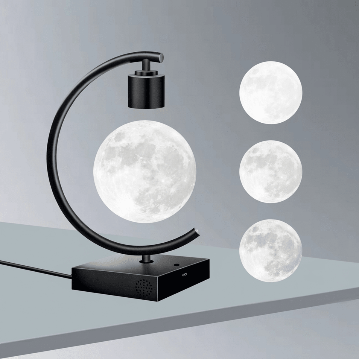 Celestial Serenade Levitating Moon Lamp | Next - Gen Touch Control &amp; Full - Color Ambient Light Dimmable Brightness + Wireless Charging Levitating | Celestial Serenade | Gift & Desk Decor