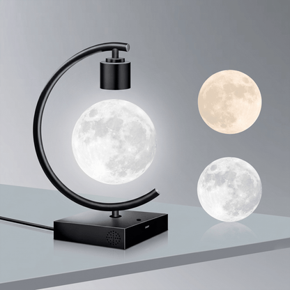 Celestial Serenade Levitating Moon Lamp | Next - Gen Touch Control &amp; Full - Color Ambient Light Minimalist Dual Colors + Bluetooth Speaker + Type - C Levitating | Celestial Serenade | Gift & Desk Decor