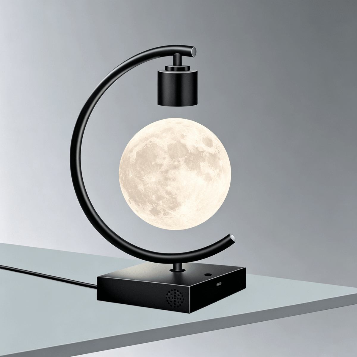 Celestial Serenade Levitating Moon Lamp | Next - Gen Touch Control &amp; Full - Color Ambient Light Warm Single Light + Bluetooth Speaker + Type - C Fast Charging Port Levitating | Celestial Serenade | Gift & Desk Decor