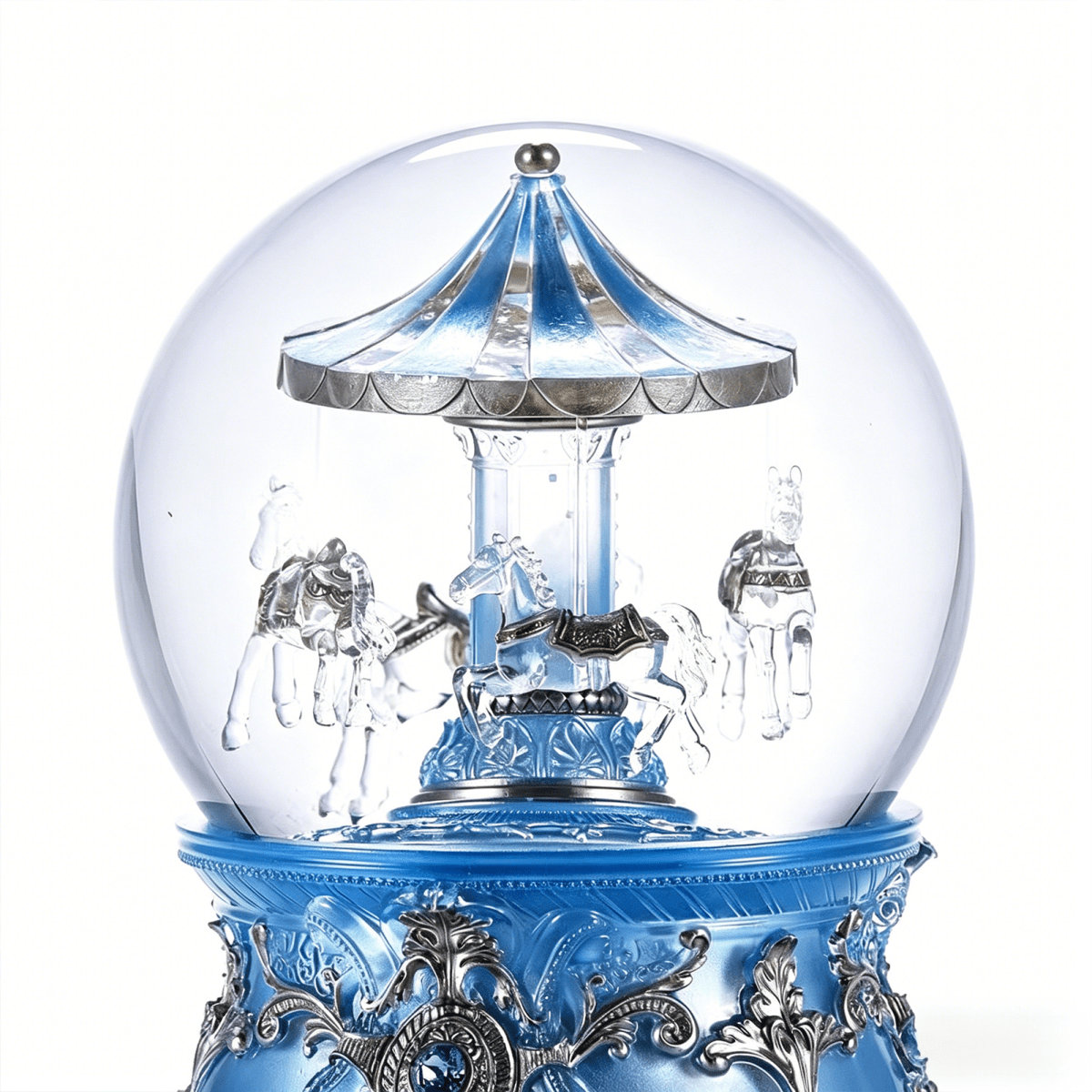 Celestial Serenade™ Moonlight Blue Carousel Snow Globe Music Box Music Box | Celestial Serenade | Gift & Desk Decor