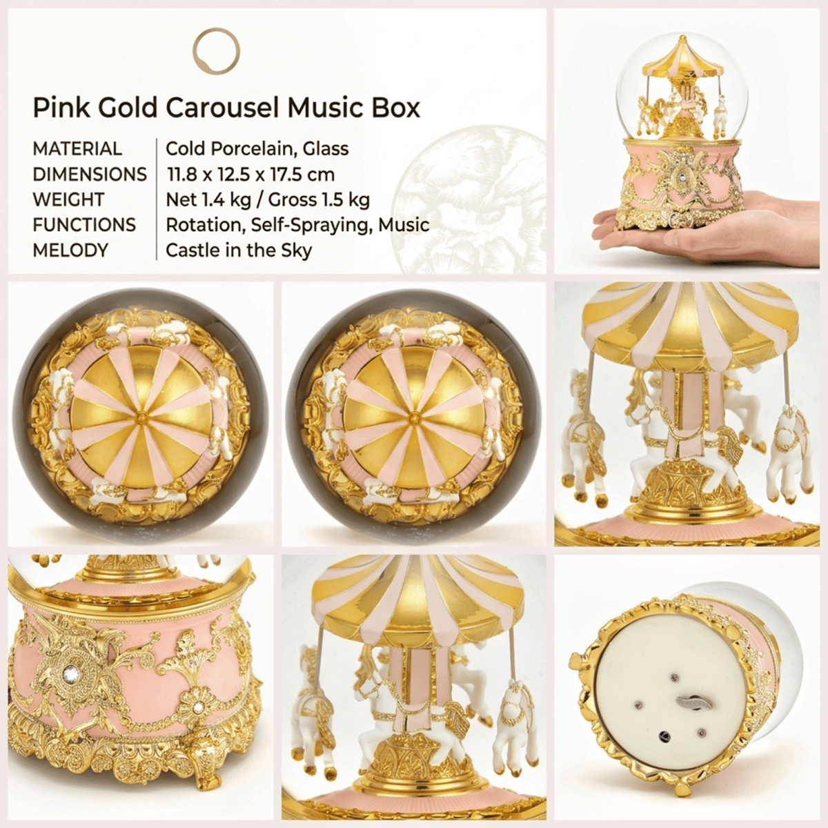 Celestial Serenade™ Multi - Color Carousel Snow Globe Music Box Collection Lavender & Silver Music Box | Celestial Serenade | Gift & Desk Decor