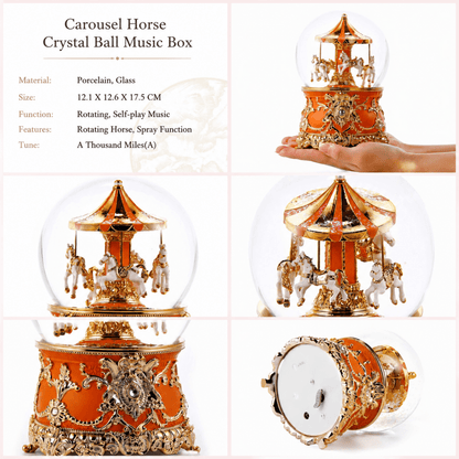 Celestial Serenade™ Multi - Color Carousel Snow Globe Music Box Collection Lavender & Silver Music Box | Celestial Serenade | Gift & Desk Decor