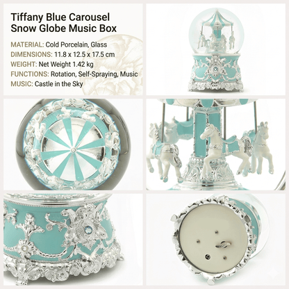 Celestial Serenade™ Multi - Color Carousel Snow Globe Music Box Collection Lavender & Silver Music Box | Celestial Serenade | Gift & Desk Decor