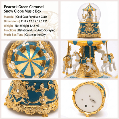 Celestial Serenade™ Multi - Color Carousel Snow Globe Music Box Collection Lavender & Silver Music Box | Celestial Serenade | Gift & Desk Decor