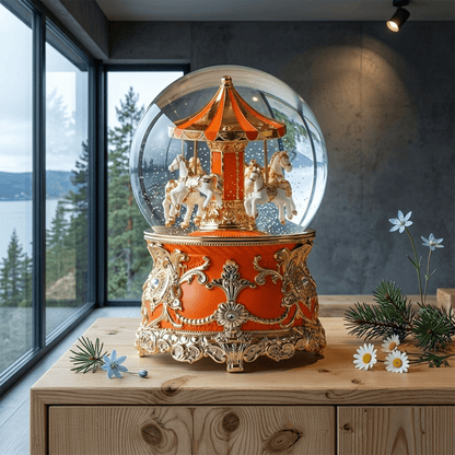Celestial Serenade™ Multi - Color Carousel Snow Globe Music Box Collection Lavender & Silver Music Box | Celestial Serenade | Gift & Desk Decor