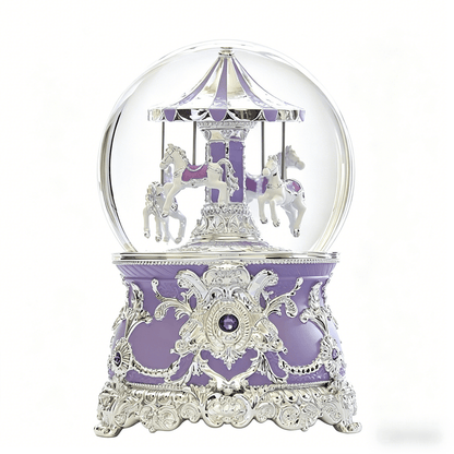 Celestial Serenade™ Multi - Color Carousel Snow Globe Music Box Collection Lavender & Silver Music Box | Celestial Serenade | Gift & Desk Decor