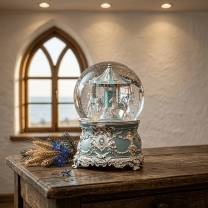 Celestial Serenade™ Multi - Color Carousel Snow Globe Music Box Collection Lavender & Silver Music Box | Celestial Serenade | Gift & Desk Decor