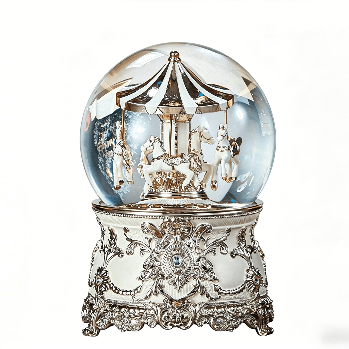 Celestial Serenade™ Multi - Color Carousel Snow Globe Music Box Collection Pale Rose Gold Music Box | Celestial Serenade | Gift & Desk Decor