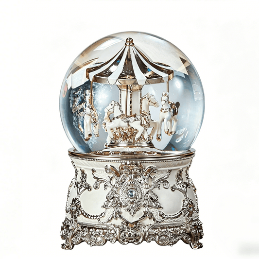 Celestial Serenade™ Multi - Color Carousel Snow Globe Music Box Collection Pale Rose Gold Music Box | Celestial Serenade | Gift & Desk Decor