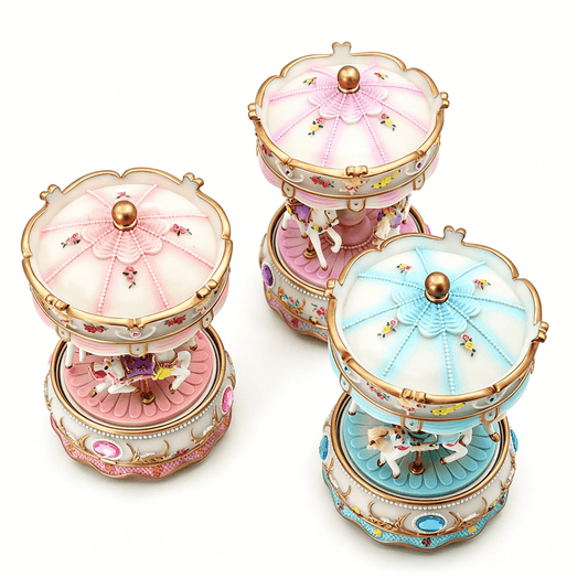 Celestial Serenade™ Pastel Carousel Music Box Sweet Pink Music Box | Celestial Serenade | Gift & Desk Decor