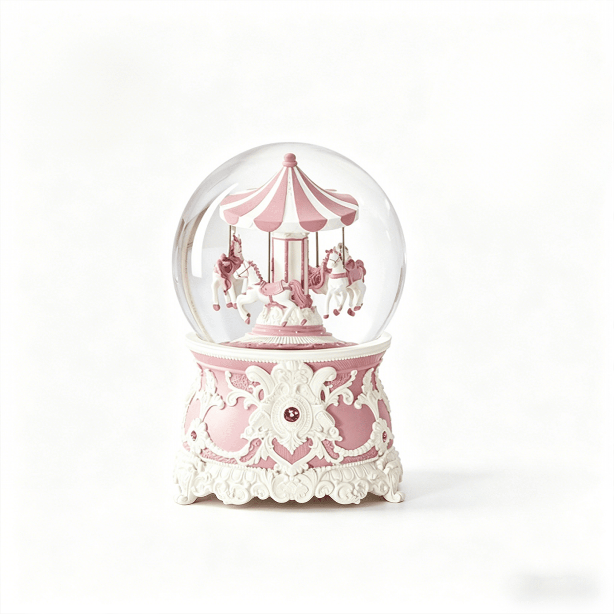 Celestial Serenade™ Pink Carousel Snow Globe Music Box Music Box | Celestial Serenade | Gift & Desk Decor