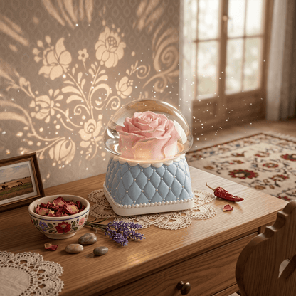 Celestial Serenade™ | Pink Rose Snow Globe Music Box | Wind Up Musical Box Music Box | Celestial Serenade | Gift & Desk Decor