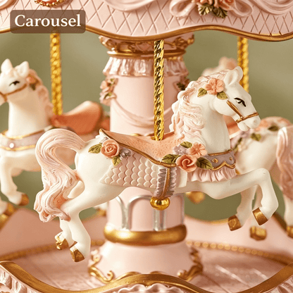 Celestial Serenade™ Pink Vintage Carousel Music Box Music Box | Celestial Serenade | Gift & Desk Decor