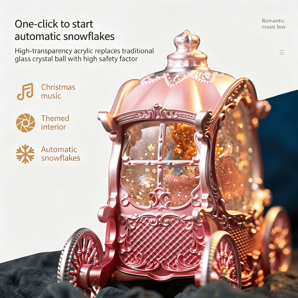 Celestial Serenade™ | Princess Carriage Snow Globe Music Box Music Box | Celestial Serenade | Gift & Desk Decor