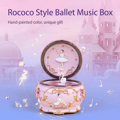 Celestial Serenade™ Rococo Carousel & Ballerina Music Box with LED Lights Castle in the Sky Music Box | Celestial Serenade | Gift & Desk Decor