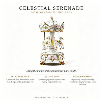 Celestial Serenade™ Rotating Carousel Music Box with LED Lights Castle in the Sky Music Box | Celestial Serenade | Gift & Desk Decor