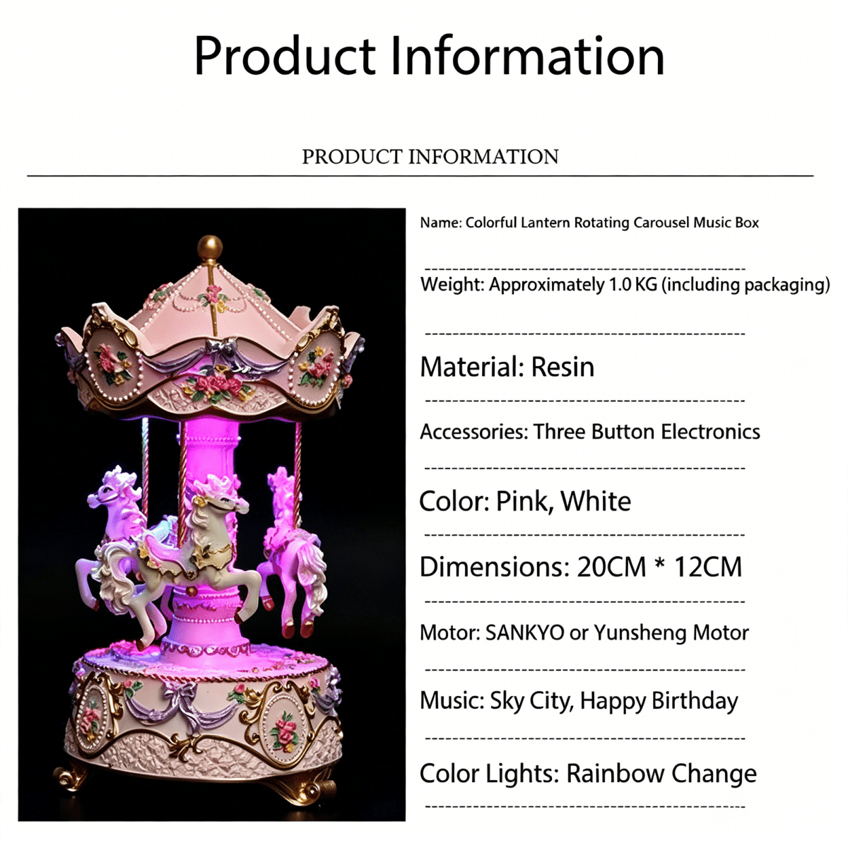 Celestial Serenade™ Rotating Carousel Music Box with LED Lights Castle in the Sky Music Box | Celestial Serenade | Gift & Desk Decor