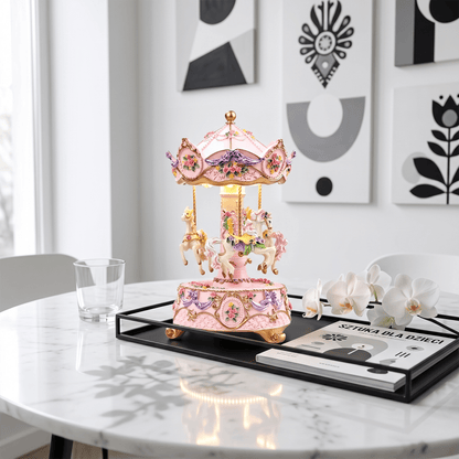 Celestial Serenade™ Rotating Carousel Music Box with LED Lights Castle in the Sky Music Box | Celestial Serenade | Gift & Desk Decor