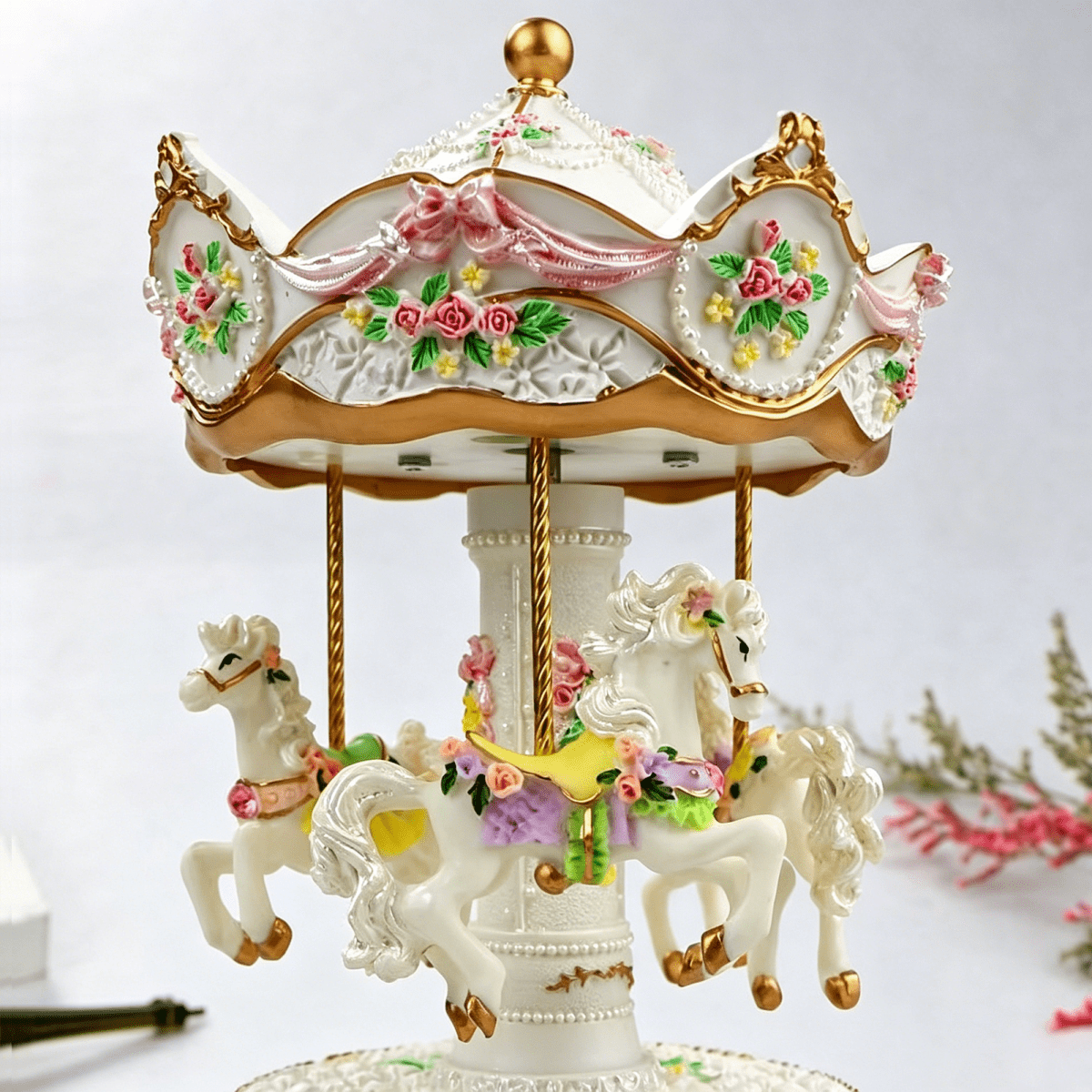 Celestial Serenade™ Rotating Carousel Music Box with LED Lights Castle in the Sky Music Box | Celestial Serenade | Gift & Desk Decor