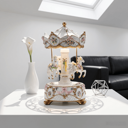Celestial Serenade™ Rotating Carousel Music Box with LED Lights Castle in the Sky Music Box | Celestial Serenade | Gift & Desk Decor