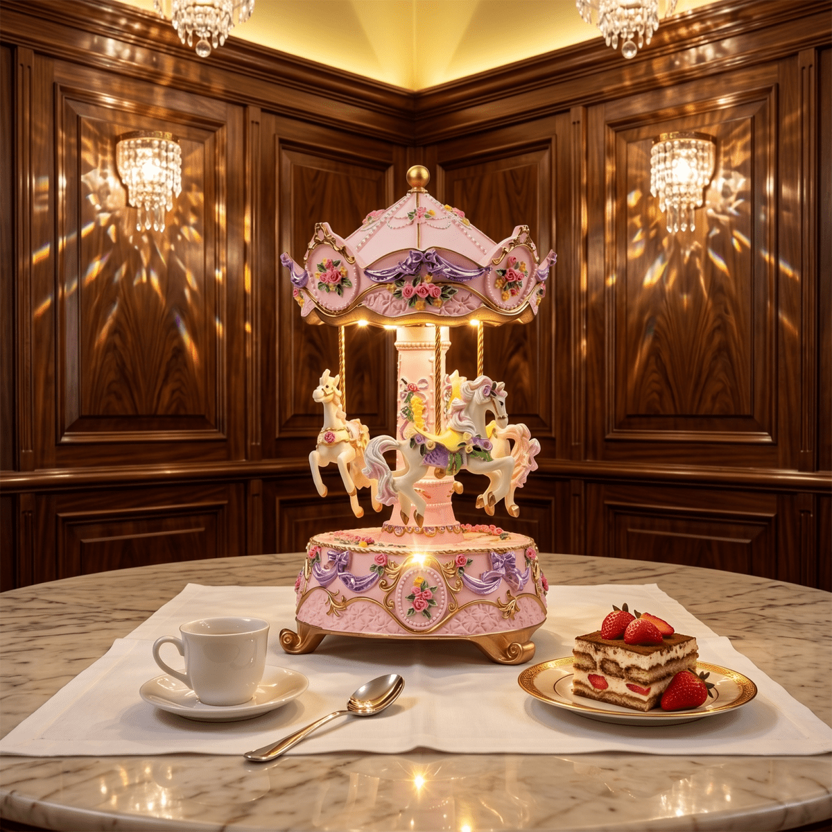 Celestial Serenade™ Rotating Carousel Music Box with LED Lights Castle in the Sky Music Box | Celestial Serenade | Gift & Desk Decor