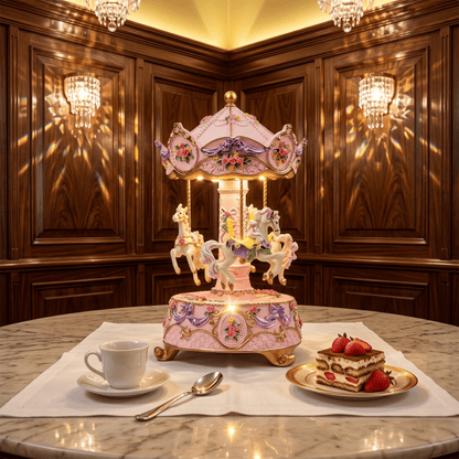 Celestial Serenade™ Rotating Carousel Music Box with LED Lights Castle in the Sky Music Box | Celestial Serenade | Gift & Desk Decor